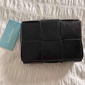 Tiffany & Fred Black Woven Leather Basket Weave Purse